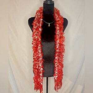 Red and White Fringe Women's Scarf